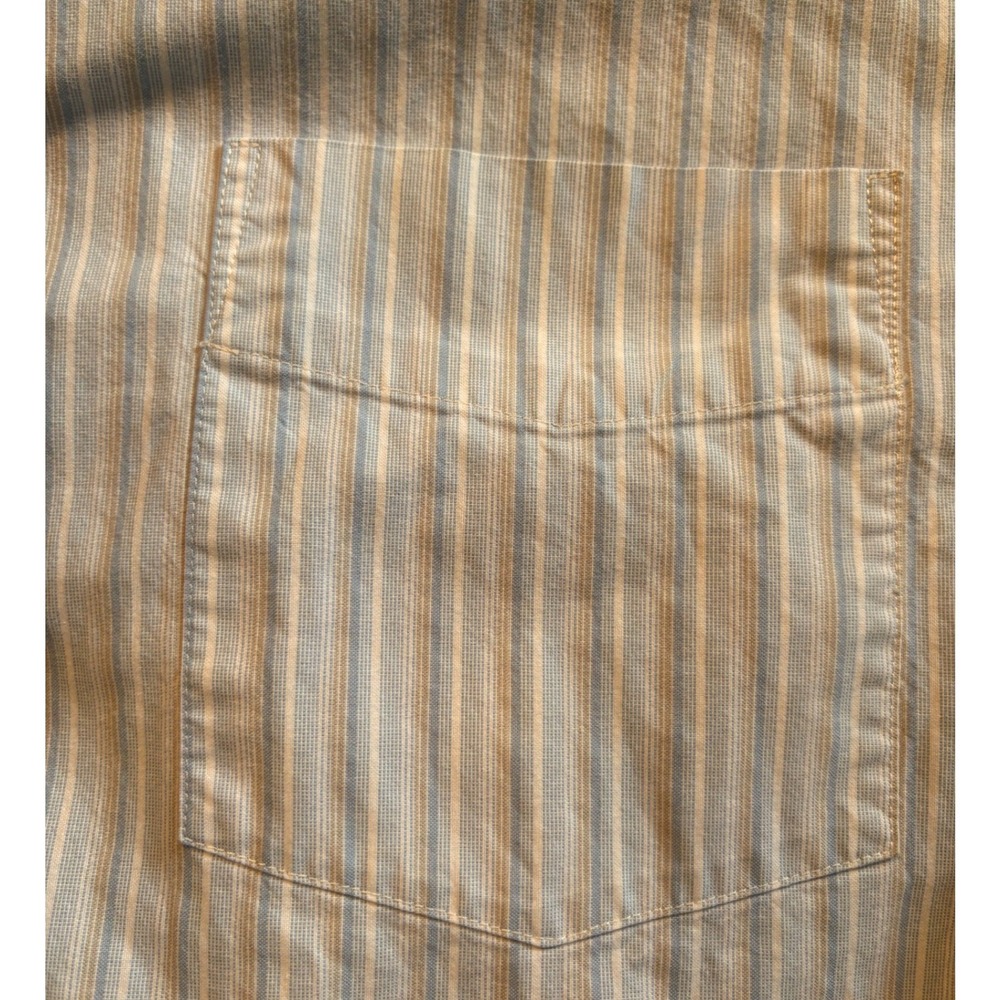 Eddie Bauer Mens XL Long Sleeve Striped Button Down Shirt Blue Tan Cotton Casual - Picture 4 of 5